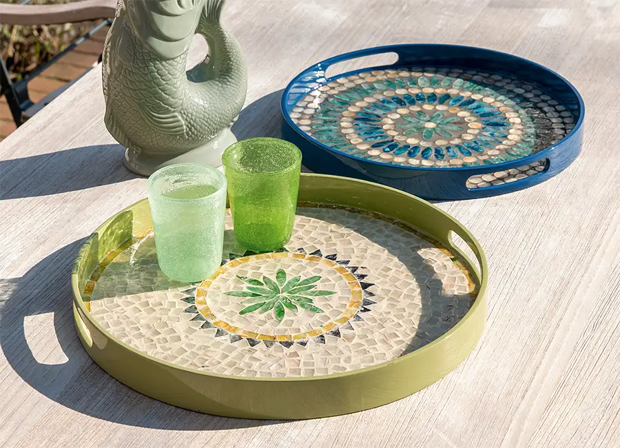 Tablett Capiz Mosaik Nature